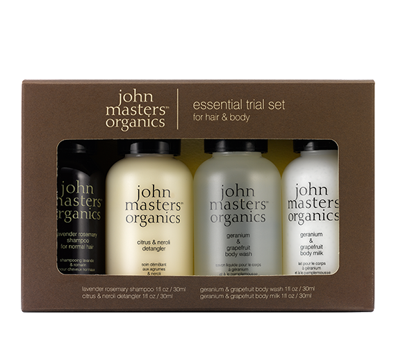 John Masters Organics Essential Trial Set 洗護發身體沐浴護理旅行套裝 30ml X 4