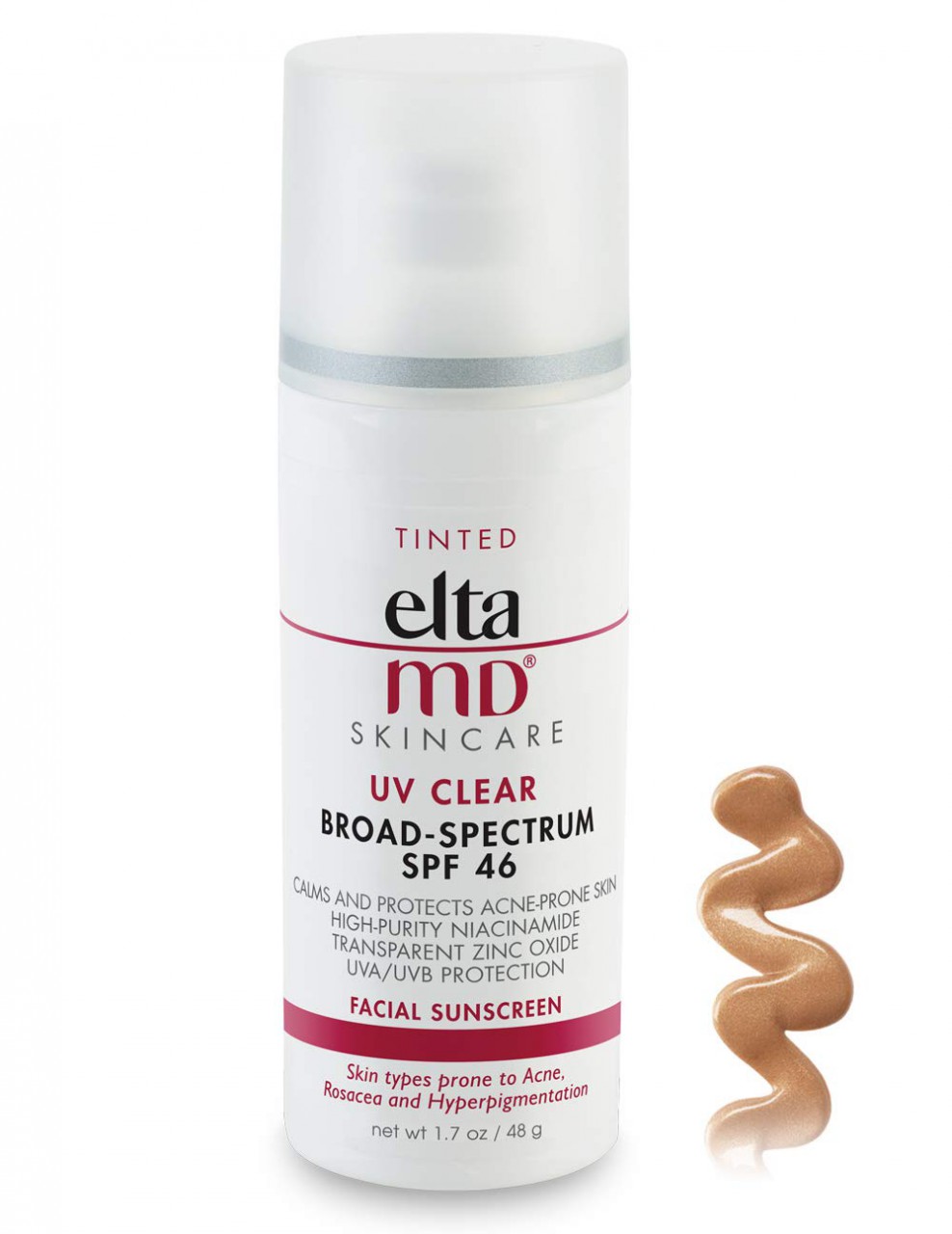 ELTA MD 面部防晒霜SPF 46 - 容易出現痤疮、酒渣鼻及色素沉著膚质 - Tinted - 48g